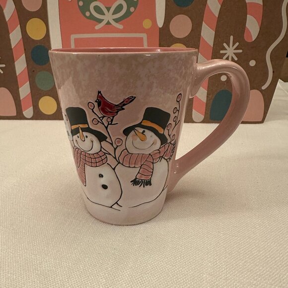 SPECTRUM DESIGNZ MUG MR AND MRS SNOWMAN CARDINAL MICROWAVE SAFE 15 OZ NWT - Picture 1 of 5